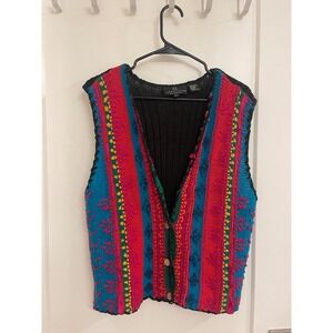 Vintage Knit Neon Vest Silk Blend 80s Grandpacore Eclectic Eccentric
